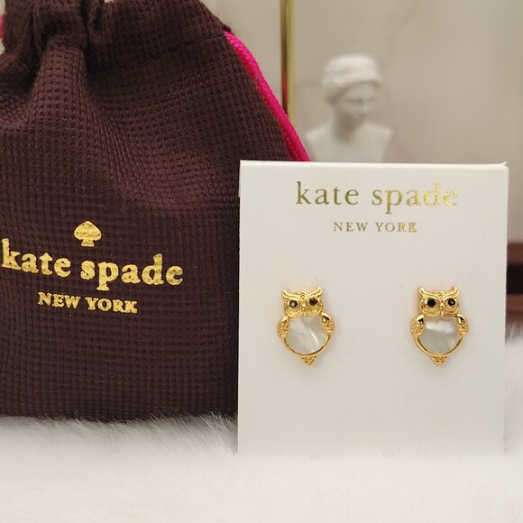 Kate Spade Owl Mother of Pearl Stud Earrings - Picture 5 of 5